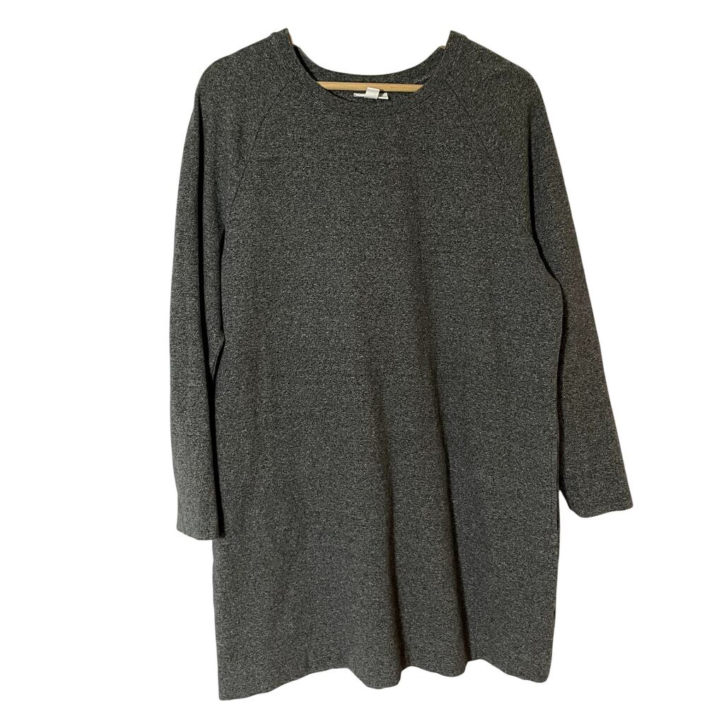 J.Jill gray cotton‎ sweater dress long sleeves women's size large pockets winter